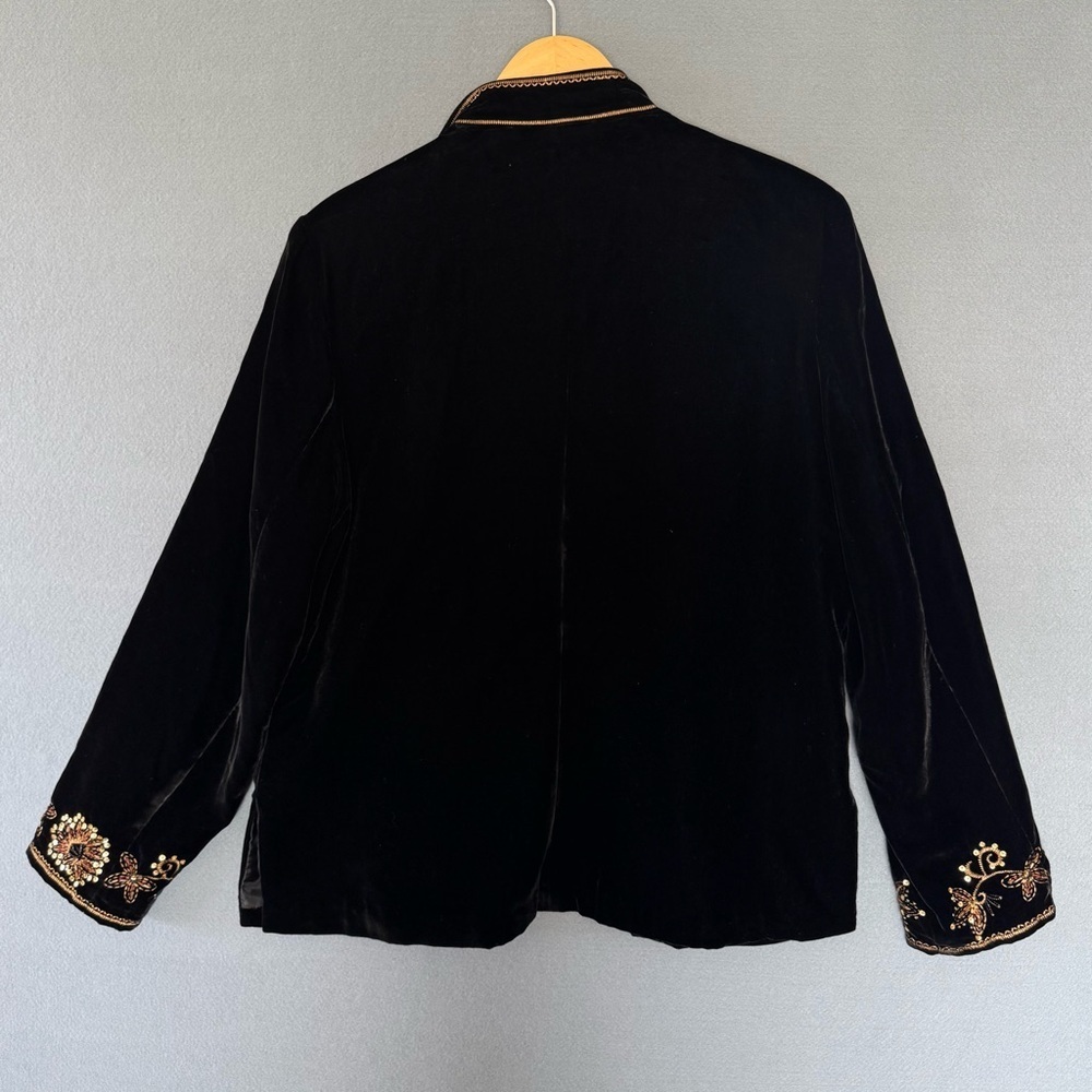 Draper’s & Damon’s Petites Black Velvet Beaded Embroidered Jacket PXL - Picture 4 of 11